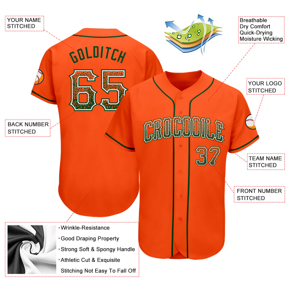 Custom Orange Green-White Authentic Drift Fashion Baseball Jersey