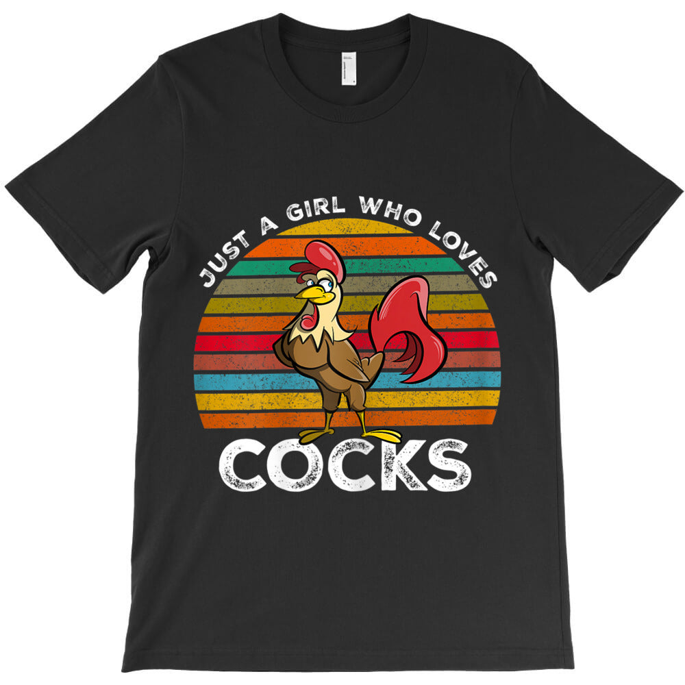 Womens Just A Girl Who Loves Cocks Funny Rooster Gifts T-Shirt