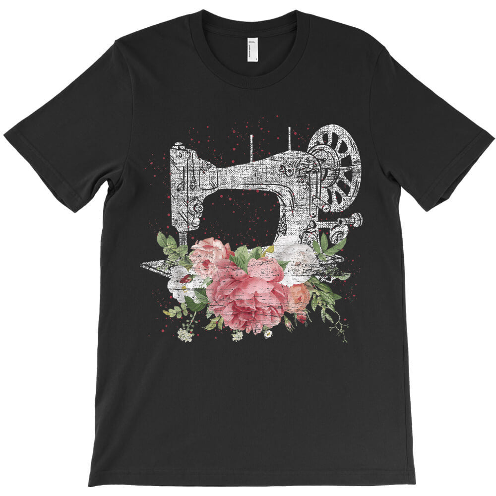 Vintage Sewing Machine Craft Quilting Sewer Flowers Sewing T-Shirt