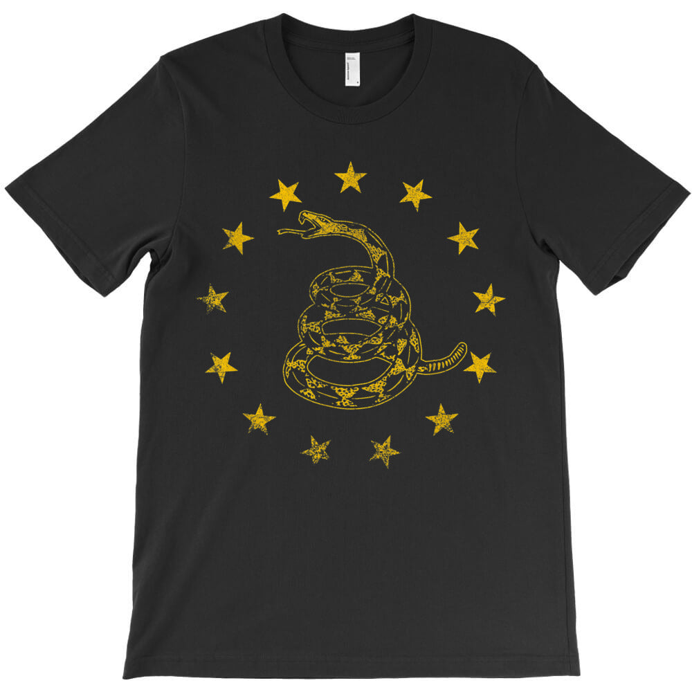 Vintage Gadsden Flag Snake Betsy Ross Flag 13 Stars T-Shirt