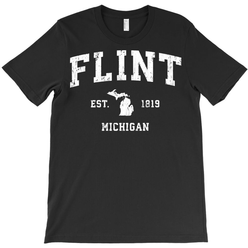 flint michigan mi vintage athletic sports design long sleeve t shirt T-Shirt