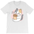 Cat Drinking Coffee Kitten Kawaii Japanese Kitty T-Shirt