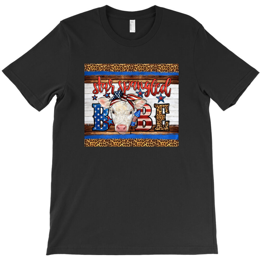 4th of July Western Star Spangled Baby Cow T-Shirt