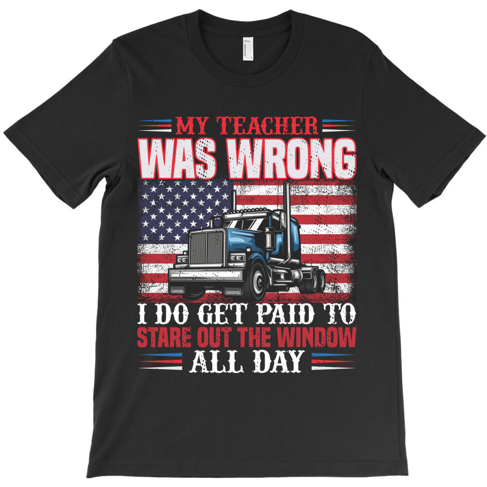 My teac*her was wrong, car, American flag,Asim T-Shirt