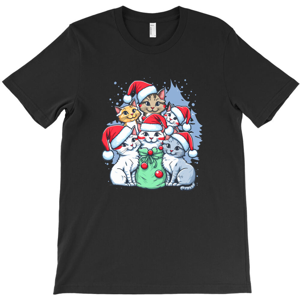 Festive Cats with Santa and Holiday Cheer T-Shirt