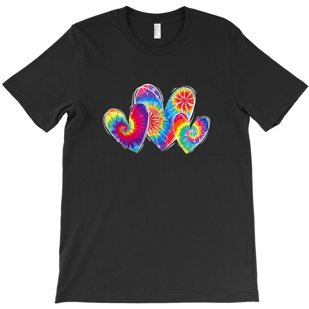 Three Tie Dye Hearts Love Funny Valentines Day T-Shirt
