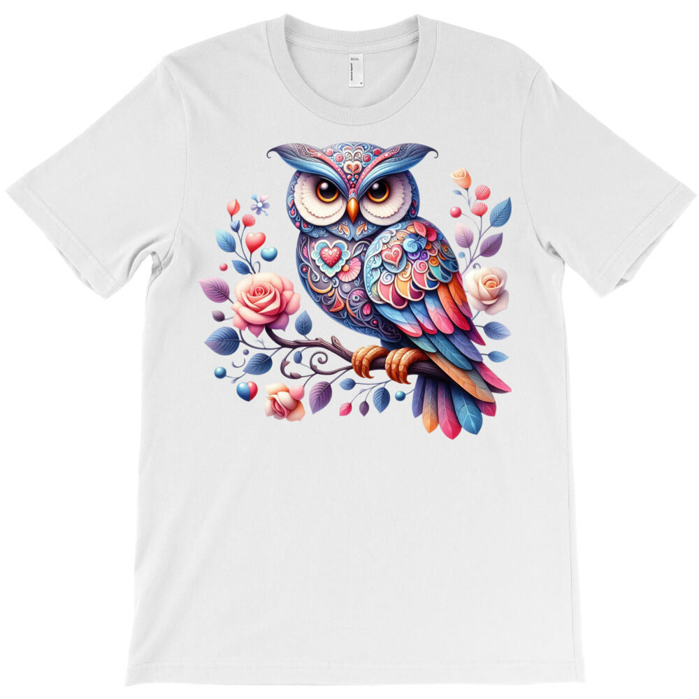 decorative owl art with floral elements T-Shirt