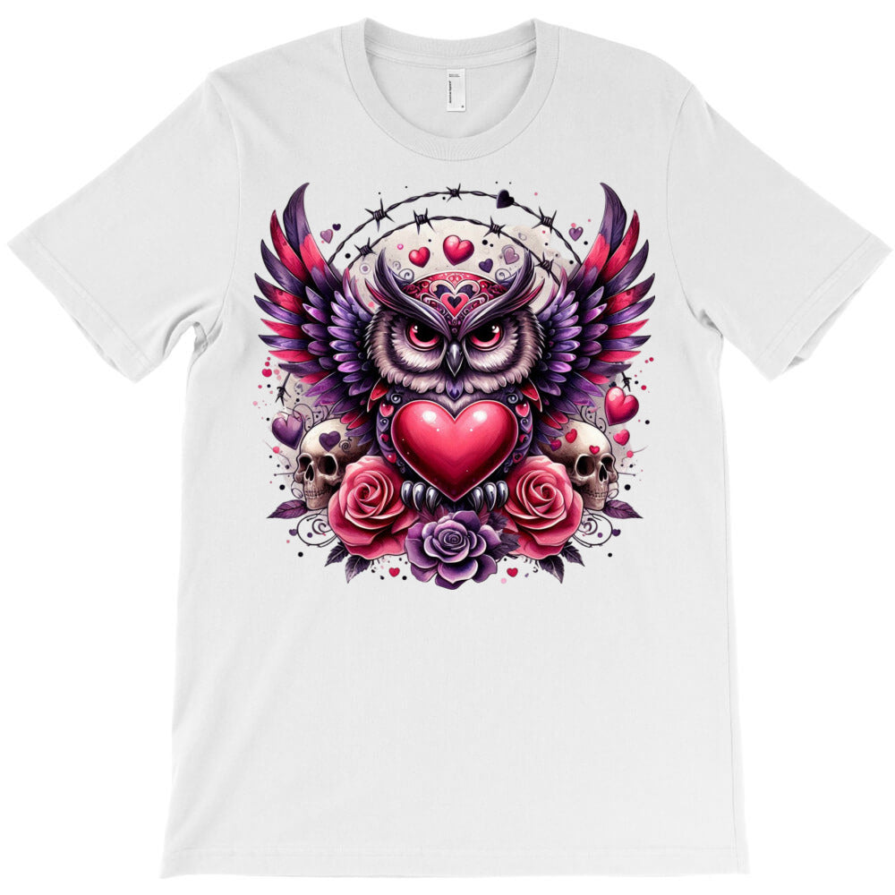 Mystical owl with heart and floral motif T-Shirt
