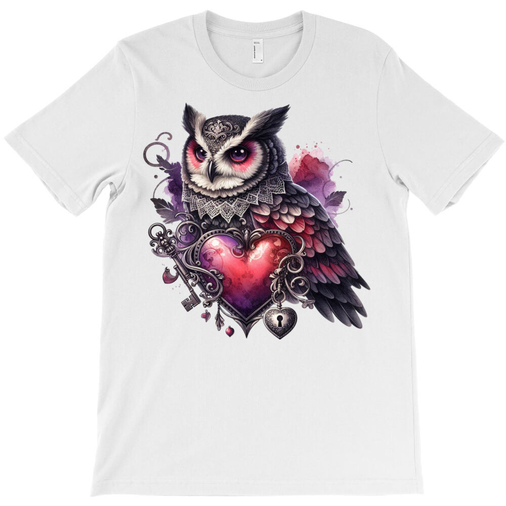 Enchanted owl with heart key T-Shirt
