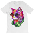 Colorful Music Cat Headphones Techno Rave Edm Musi T-Shirt