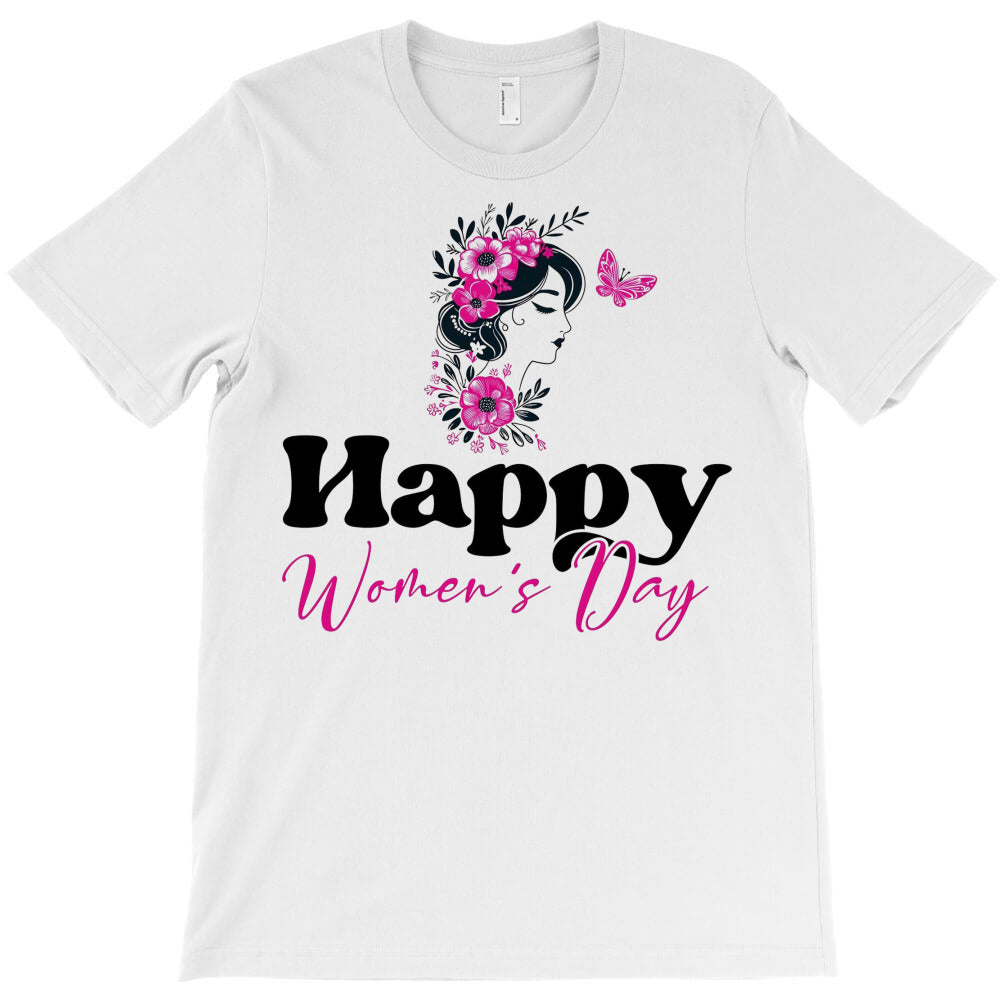 Celebrate Womens Day Floral Butterfly Silhouette T-Shirt