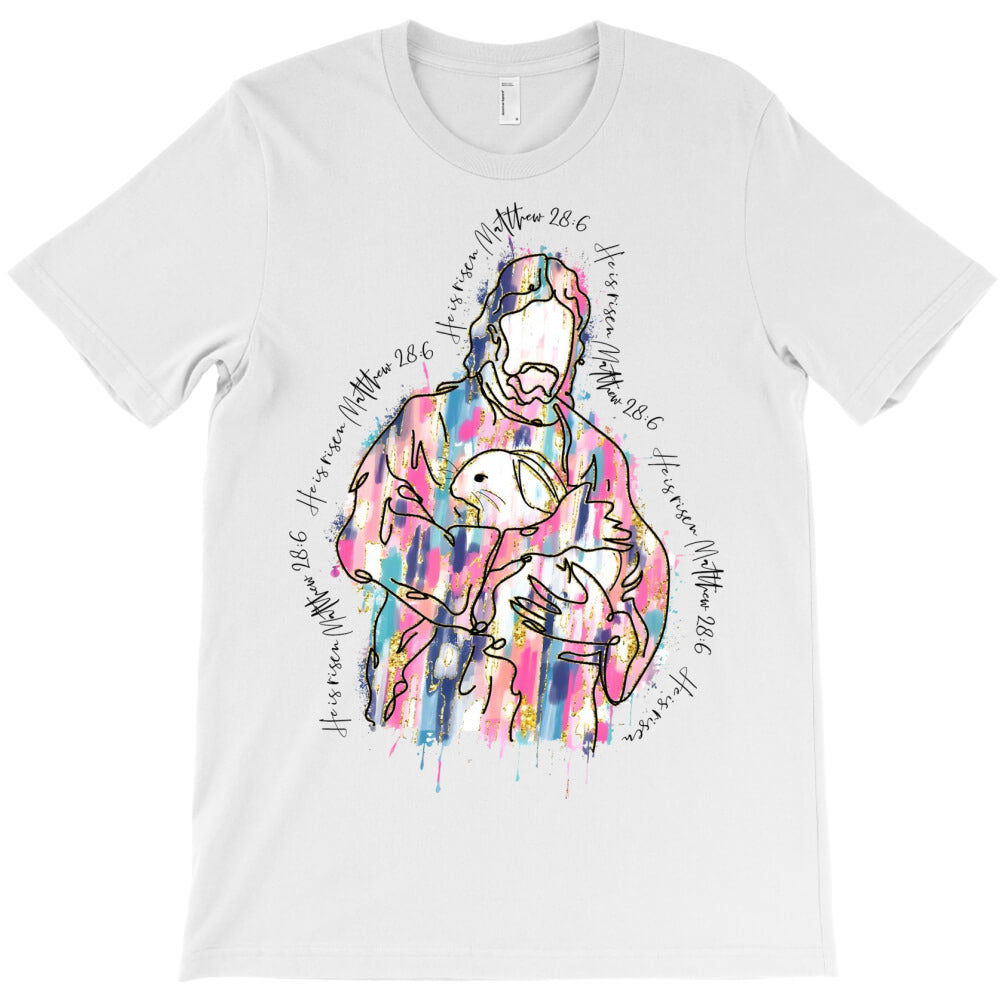 Comfort Colors Glitter Jesus Easter Bunny Christia T-Shirt