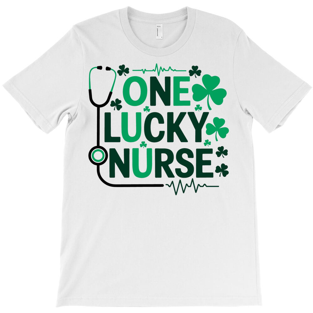 St Patricks Day Svg Lucky Nurse Stethoscope Shamro T-Shirt