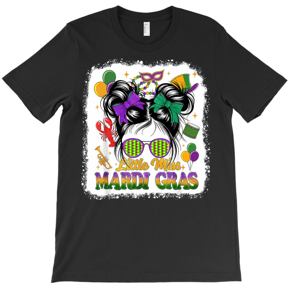 Mardi Gras Messy Bun Girl Women T-Shirt