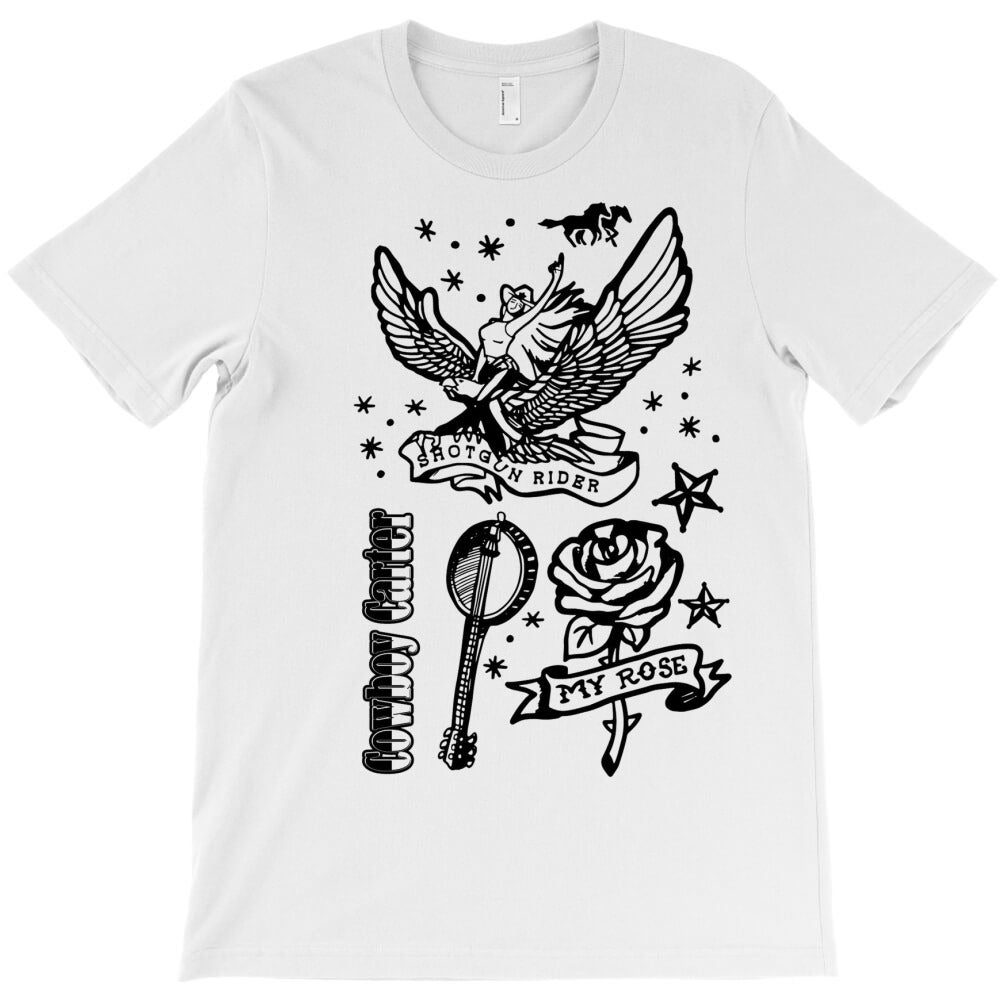 Ride With Cowboy Carter My Rose Beyonc Tattoos T-Shirt