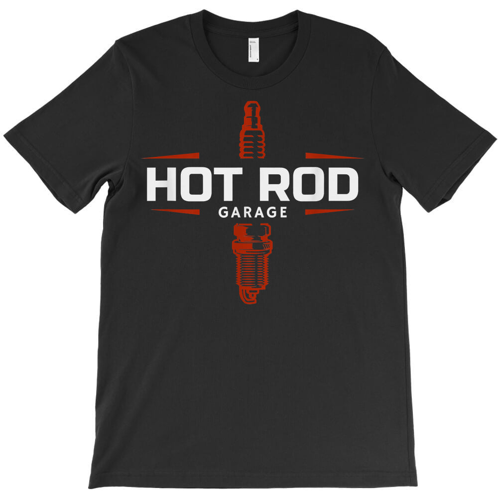 hot rod garage custom retro classic car spark plug t shirt T-Shirt