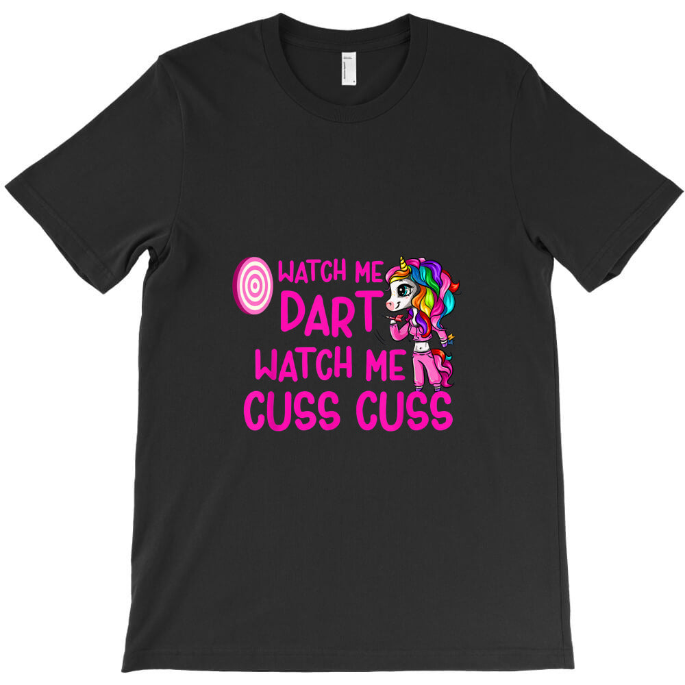 cute unicorn woman darts saying cheeky darts player girl T-Shirt