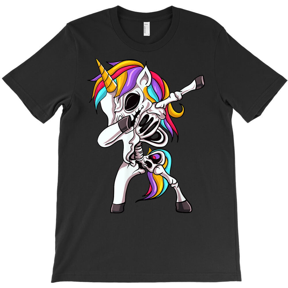 unicorn skeleton dabbing happy halloween skull t shirt T-Shirt