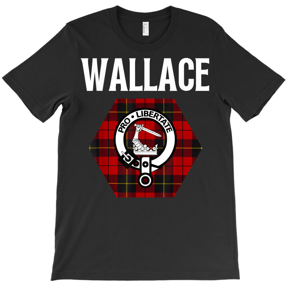 wallace clan scottish name coat of arms tartan t shirt T-Shirt