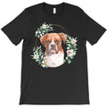 boxer dog portrait t shirt boxer dog in a floral gold wreath frame t T-Shirt