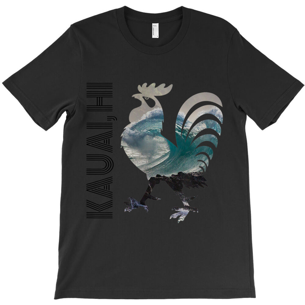 Kauai Chicken Rooster Hawaii Surf Wave Design T-Shirt
