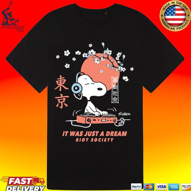 Peanuts Snoopy Japan Dj Mens It Was Just A Dream Riot Society T-shirt