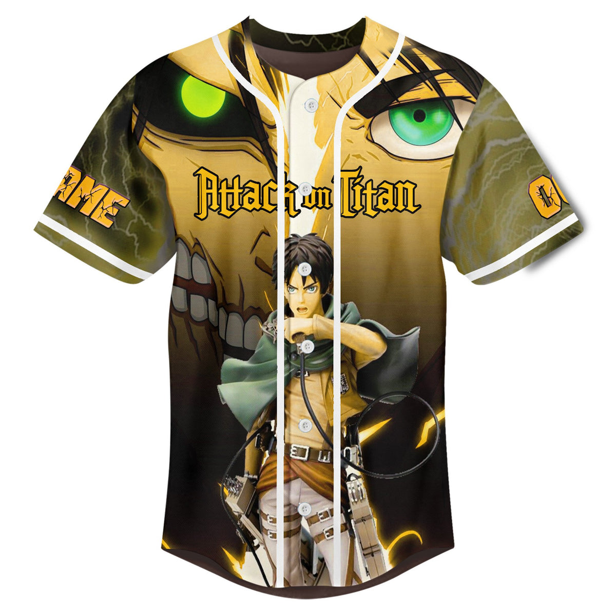 Personalized Eren Attack On Titan Anime Baseball Jersey