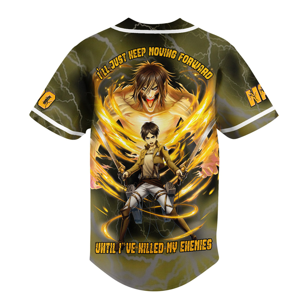 Personalized Eren Attack On Titan Anime Baseball Jersey