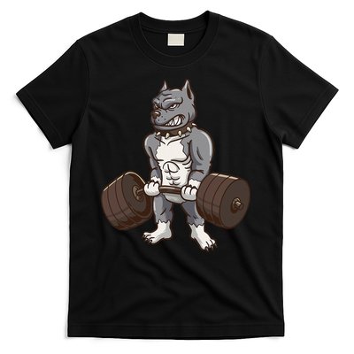 Pitbull Powerlifting Weight Lifting Dog Lovers Gift T-Shirt