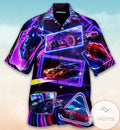 Racing Car Illuminating the Night on Premium Hawaiian Shirt