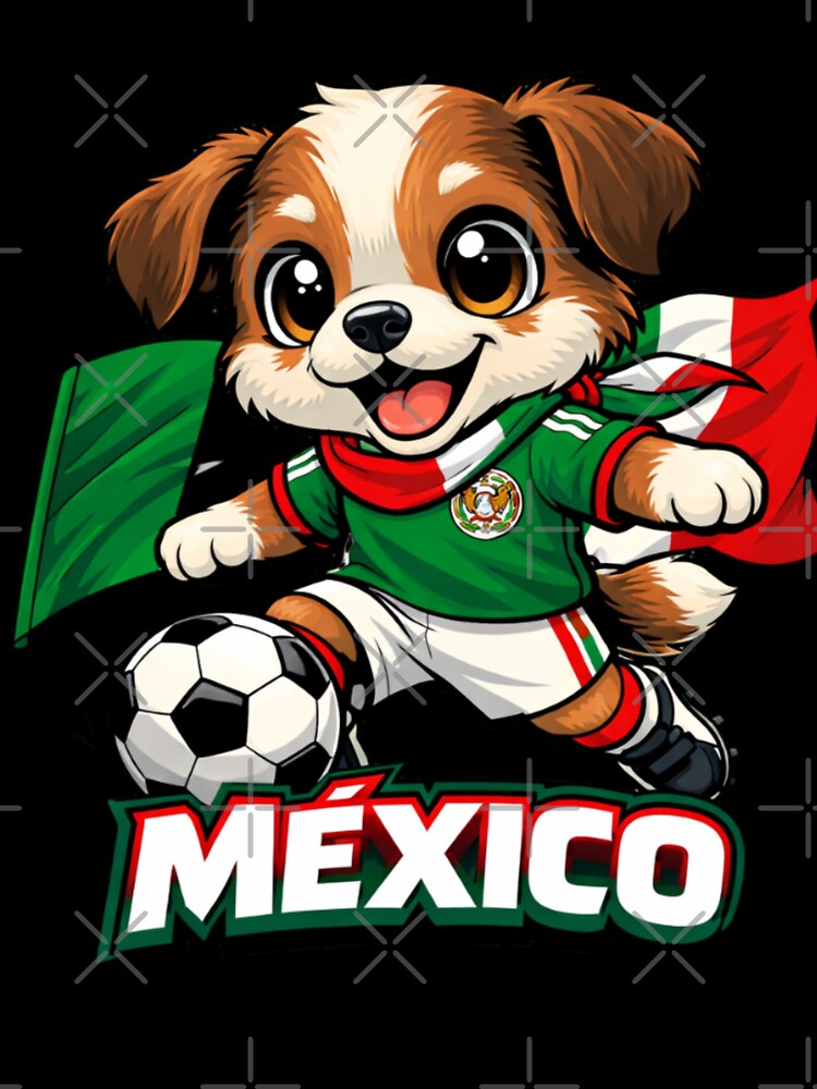 Mexican Flag Soccer Dog Puppy Football Fan Design by Tsugraf Designs