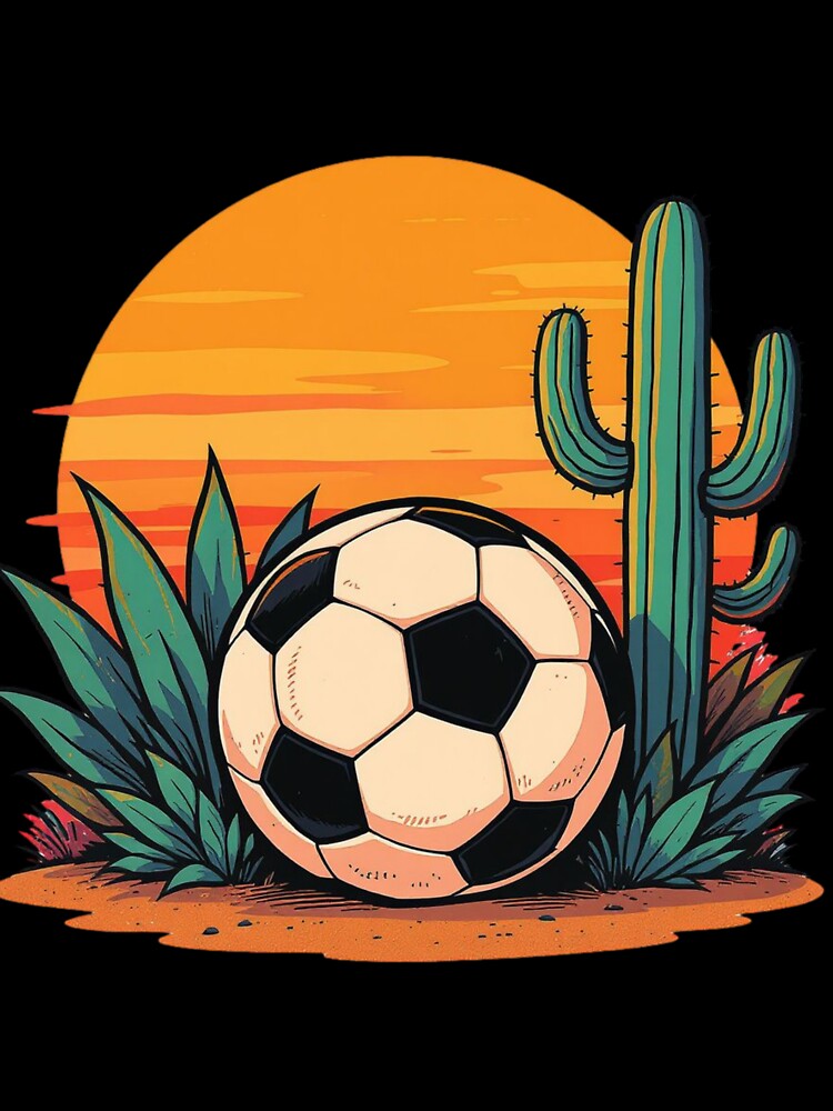 Soccer Ball in Desert - Agave & Cactus  Art by HappySproutArt