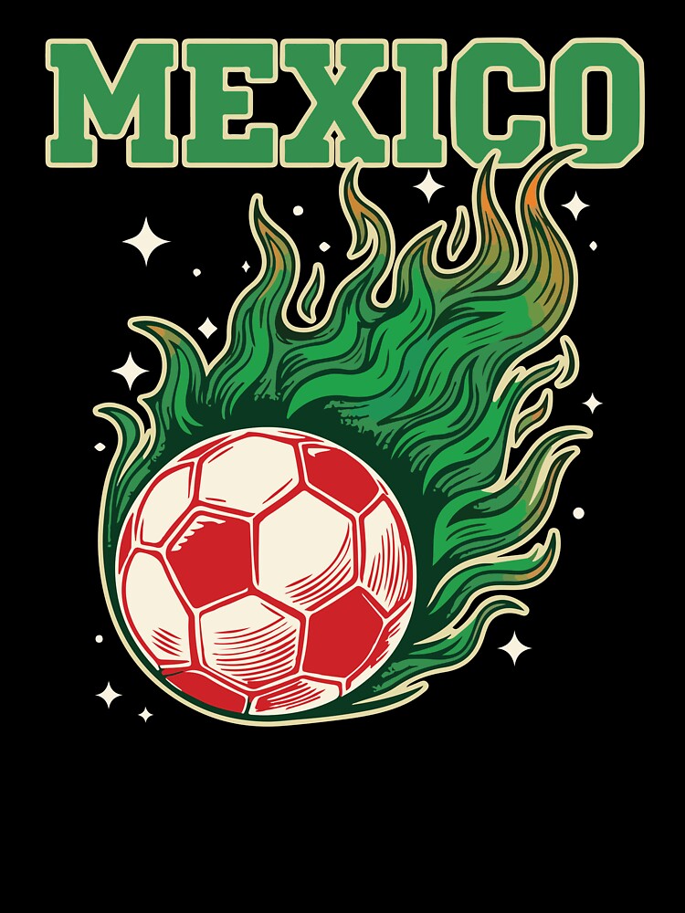 Mexico Soccer Flaming Ball Retro Football Fan Art by BrownHorse90s
