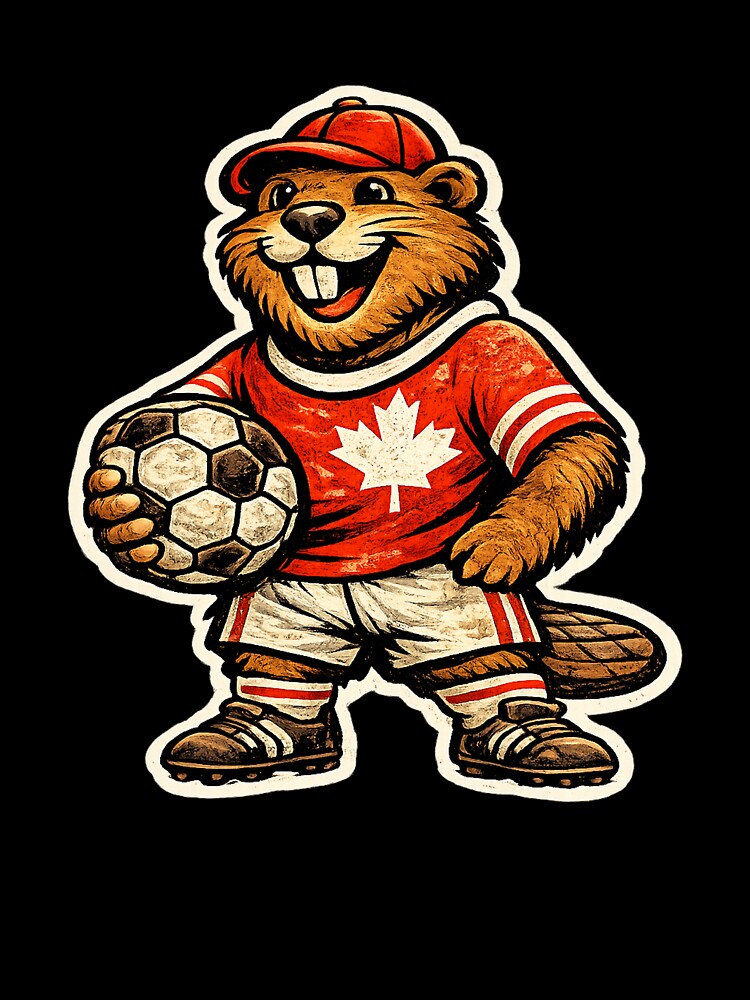 Canada Beaver Soccer Sticker – Vintage Football Mascot 2026 by randomdesignsnearme