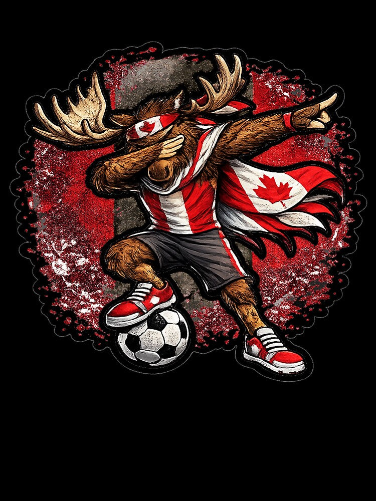 Dabbing moose Soccer Vintage Canada Flag by QuiteOrbit