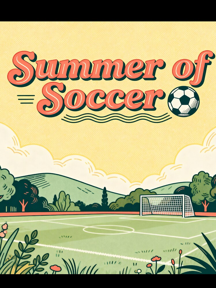 Retro Summer of Soccer 2026 - Vintage 70s Aesthetic Football Pitch Art by HappySproutArt