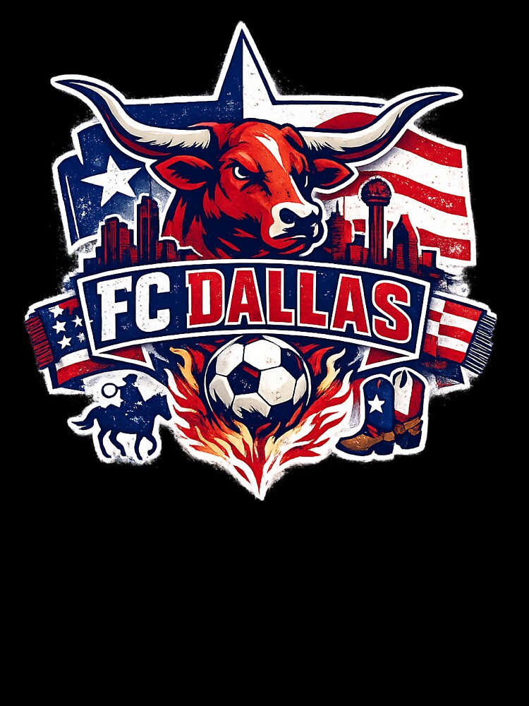 Dallas Soccer Design Texas Football Bull Graphic Dallas Skyline Sports Fan Shirt USA Soccer Gift Texas Pride Tee by GarnerSupplyCo