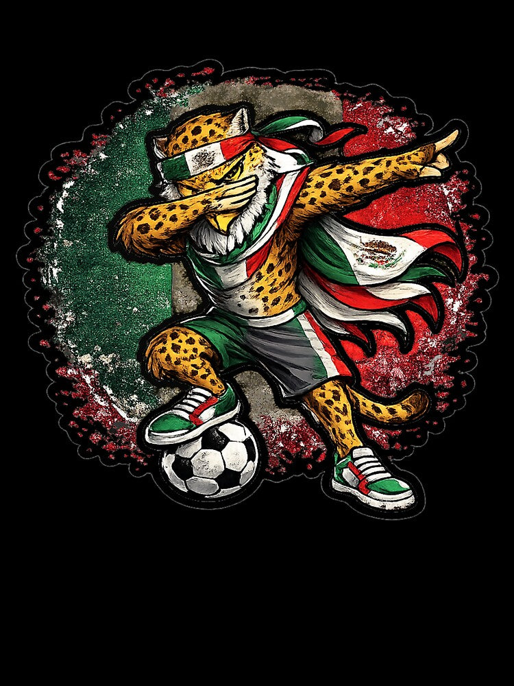 Dabbing leopard Soccer Vintage Mexico Flag by QuiteOrbit
