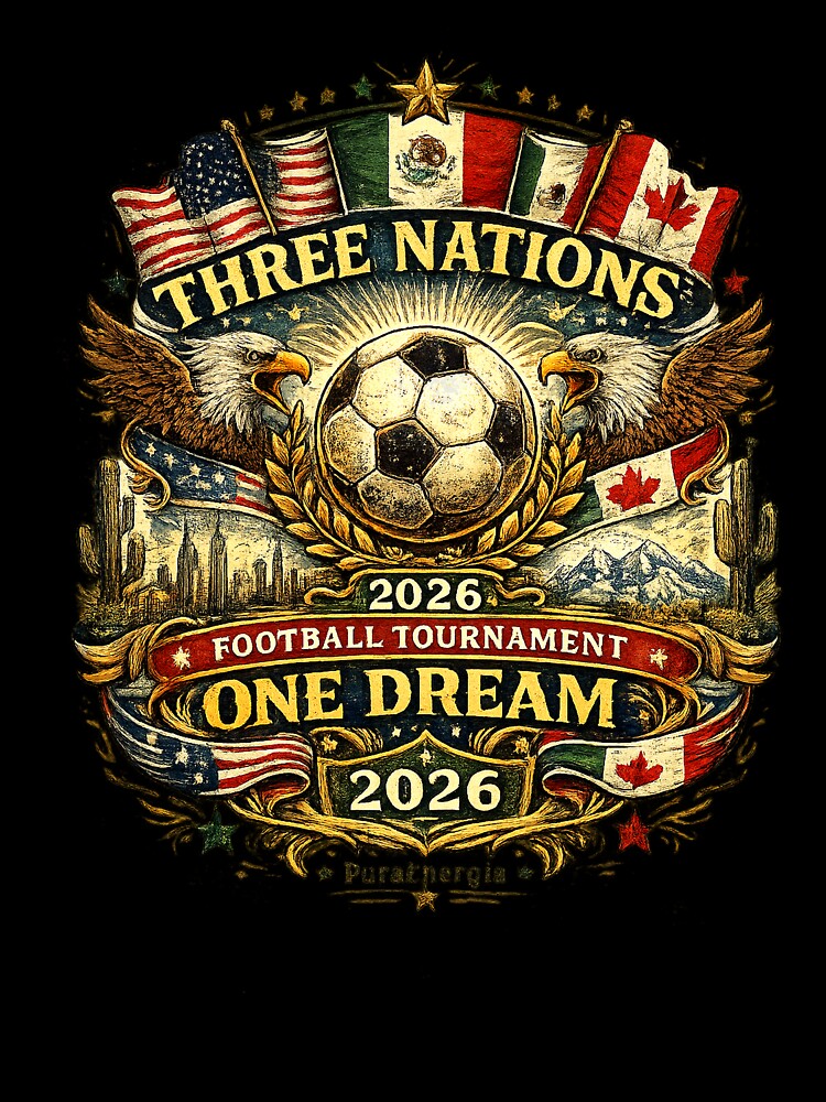 Three Nations One Dream 2026 Football T-Shirt by Puraenergia Stickers