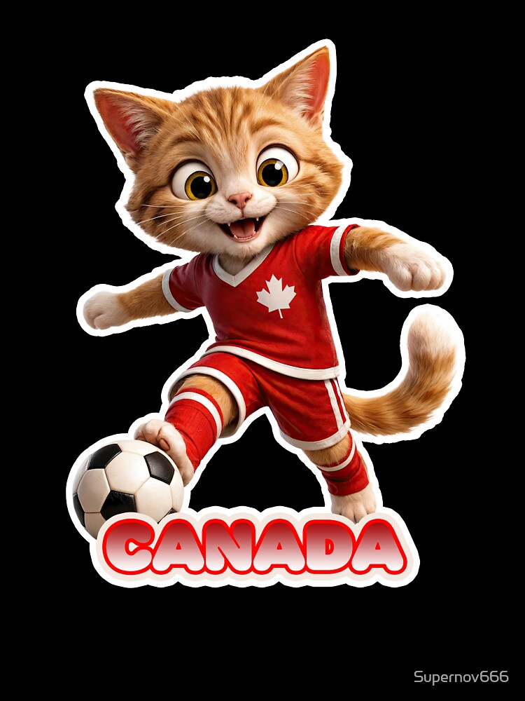 Sticker - Decal - Canada Soccer Cat: Playful National Spirit by ForeverPrintsOK