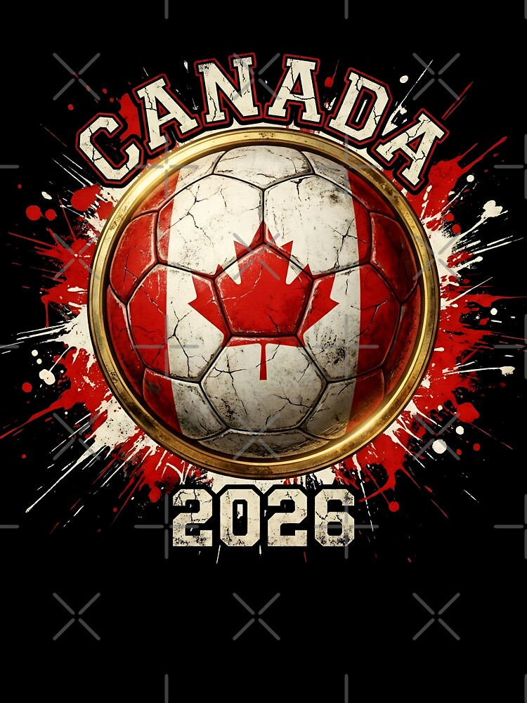 Canada 2026 Soccer - Paint Splash Flag Ball & Maple Leaf by Imaginationbeyond