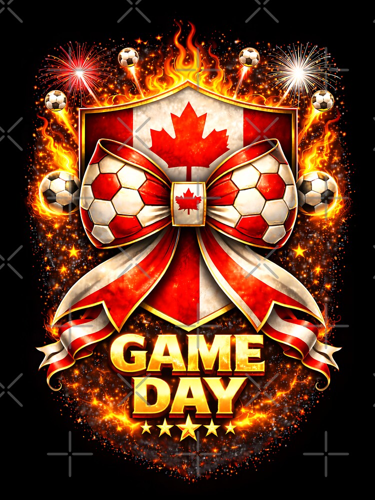 Canada Soccer Bow Game Day Flaming Crest Graphic by MuniraWearify