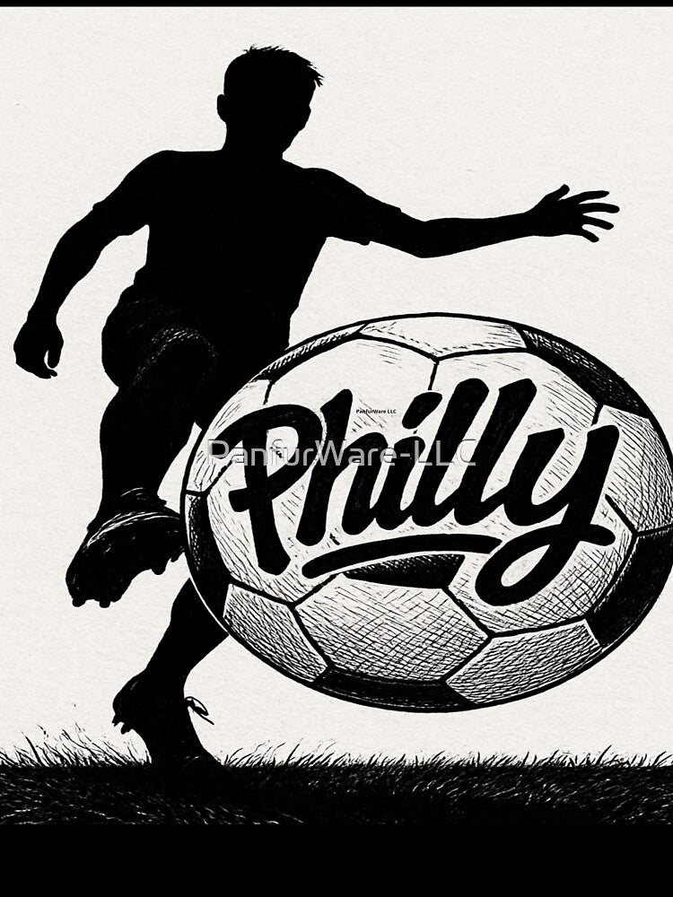 Philly Soccer Kick Graffiti Silhouette Design by PanfurWare-LLC