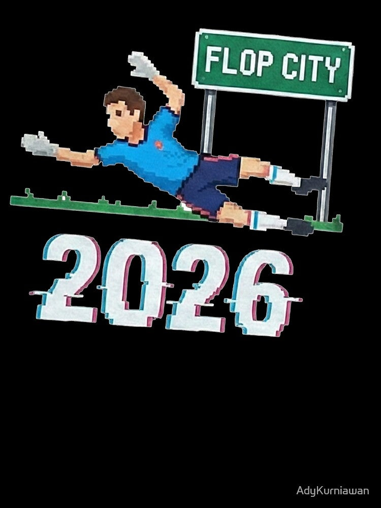 Funny Pixel Art Soccer Flop City 2026 Retro Goalkeeper Humor Graphic by AdyKurniawan