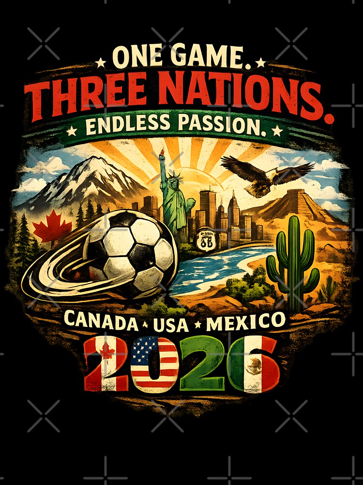 One Game Three Nations 2026 – Canada USA Mexico Football Tee by WhisperFrame