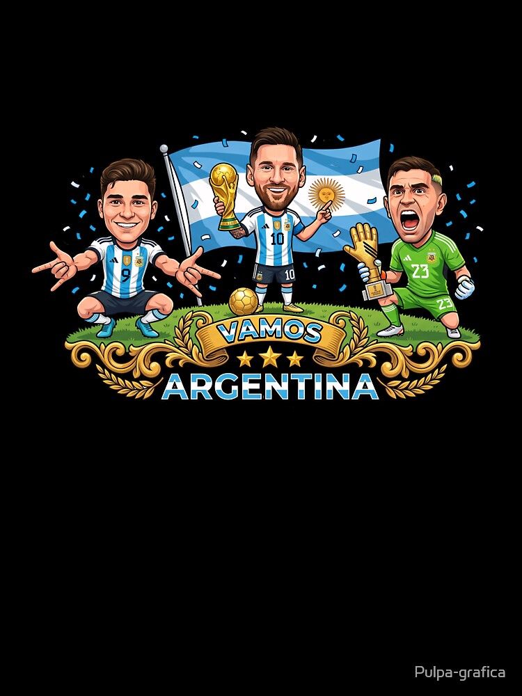Argentina World Champions Messi Cartoon by Pulpa-grafica
