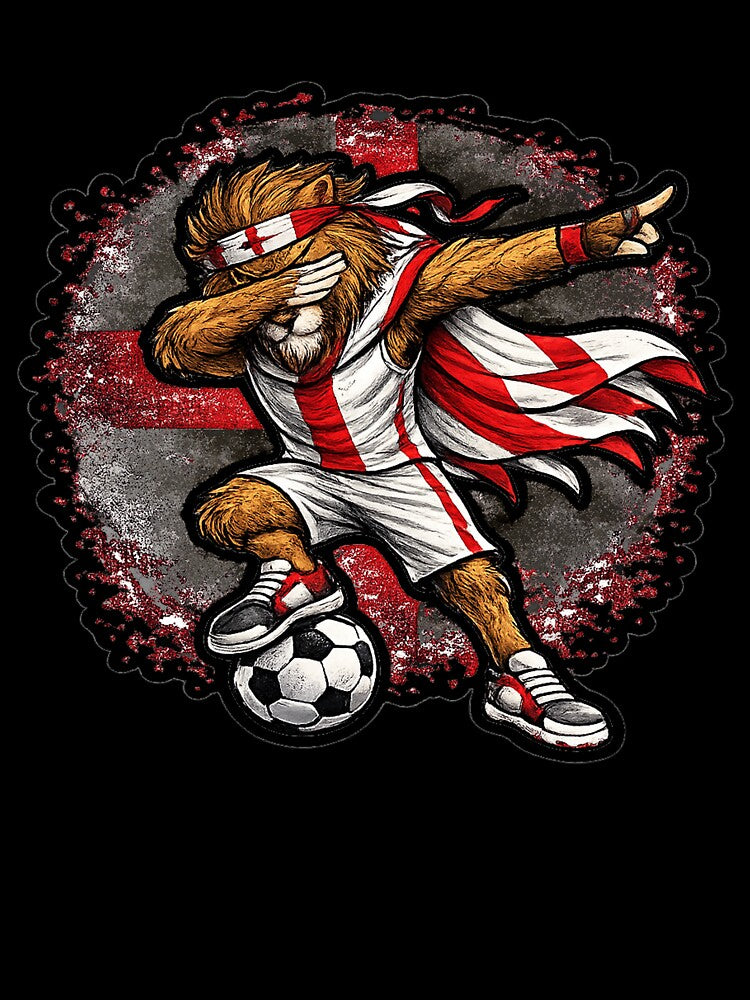 Dabbing Lion Soccer Vintage England Flag by QuiteOrbit