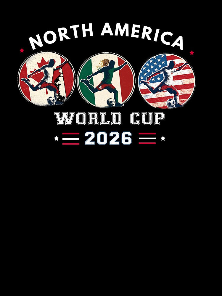 North America World Cup 2026 USA Canada Mexico Soccer Fan Design by Raygunes