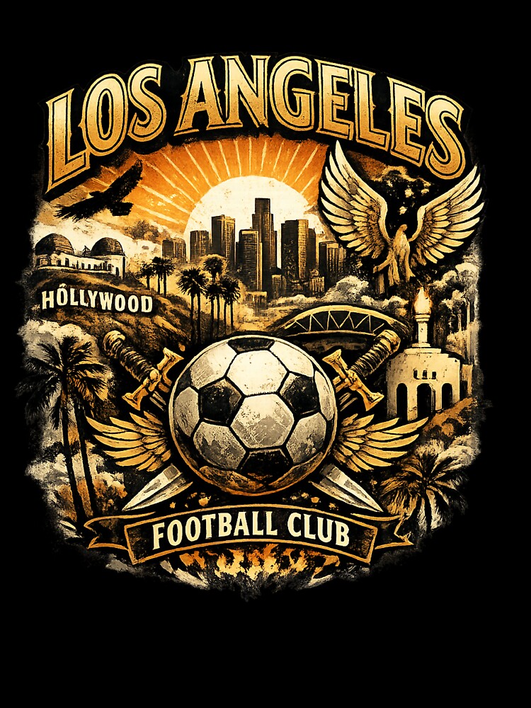 Los Angeles Soccer Vintage Design LA Skyline Sunset Football Fan Shirt California Sports Graphic LA Soccer Gift by GarnerSupplyCo