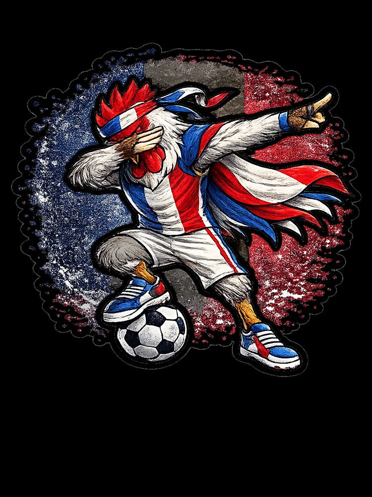 Dabbing rooster Soccer Vintage France Flag by QuiteOrbit
